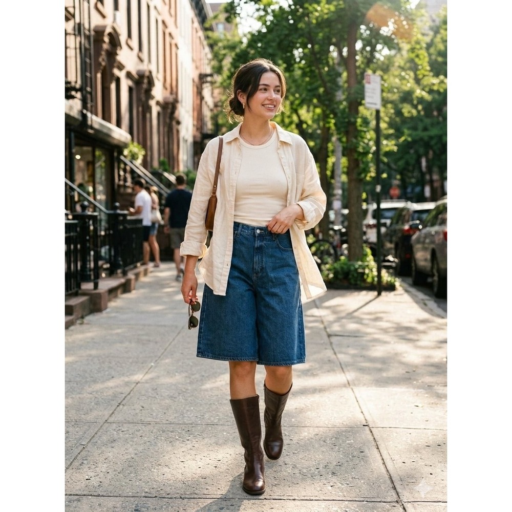 Universal Thread Women 12 Long Shorts Blue Denim Wide Leg Culottes High Rise NWT
